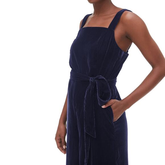 GAP Navy Blue Velvet Apron Wide-Leg Jumpsuit Size 14 NWT - Picture 4 of 8